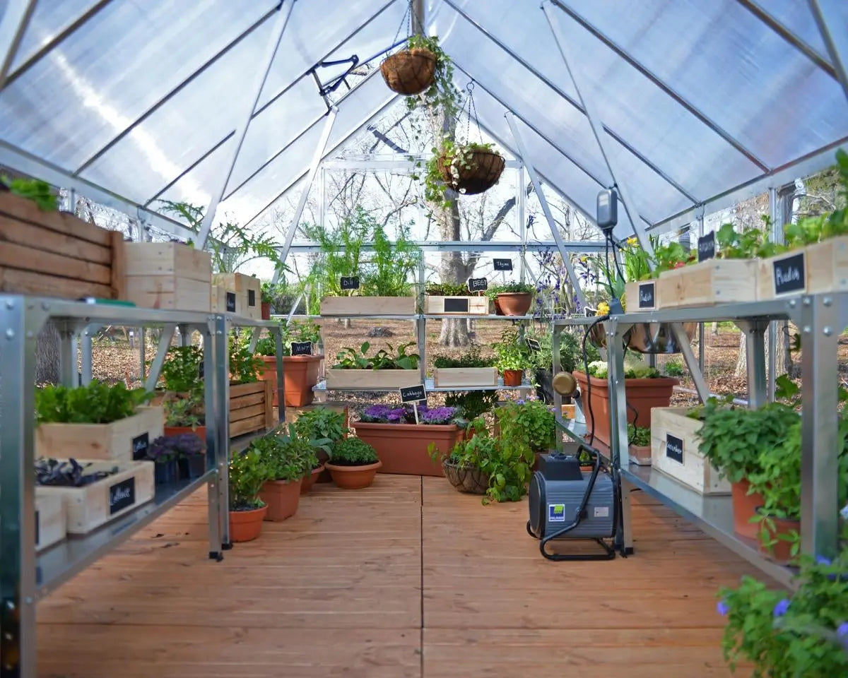 Balance® 8 ft. x 12 ft. Greenhouse Silver Frame Clear & TwinWall Panels | Palram-Canopia