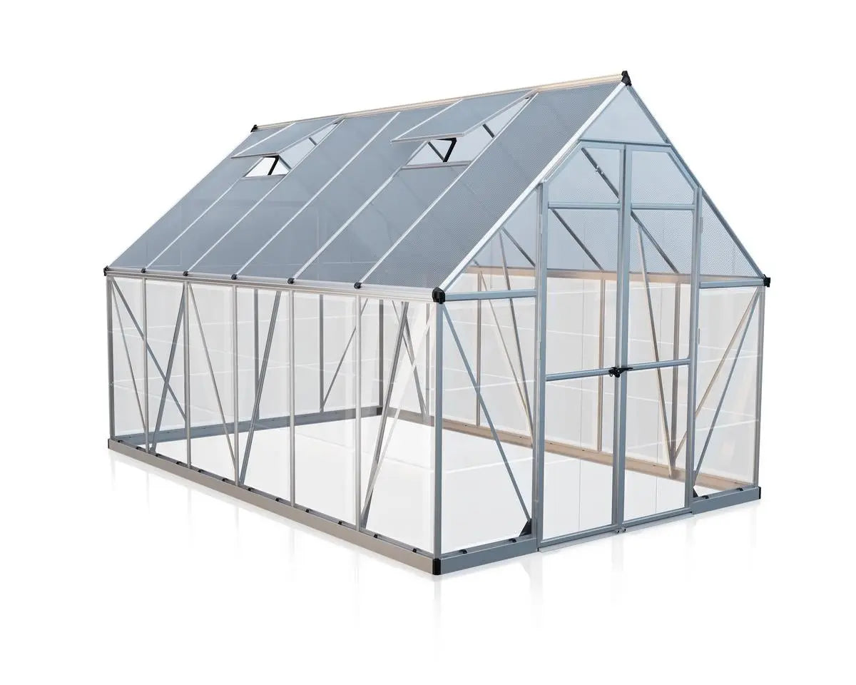 Balance® 8 ft. x 12 ft. Greenhouse Silver Frame Clear & TwinWall Panels | Palram-Canopia