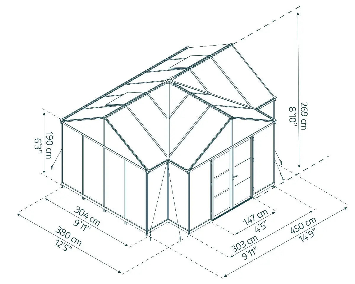 Triomphe® 12 ft. x 15 ft. Orangery Chalet Greenhouse | Palram-Canopia