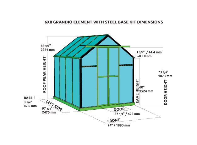 grandio element 6x8 with basekit dimensions