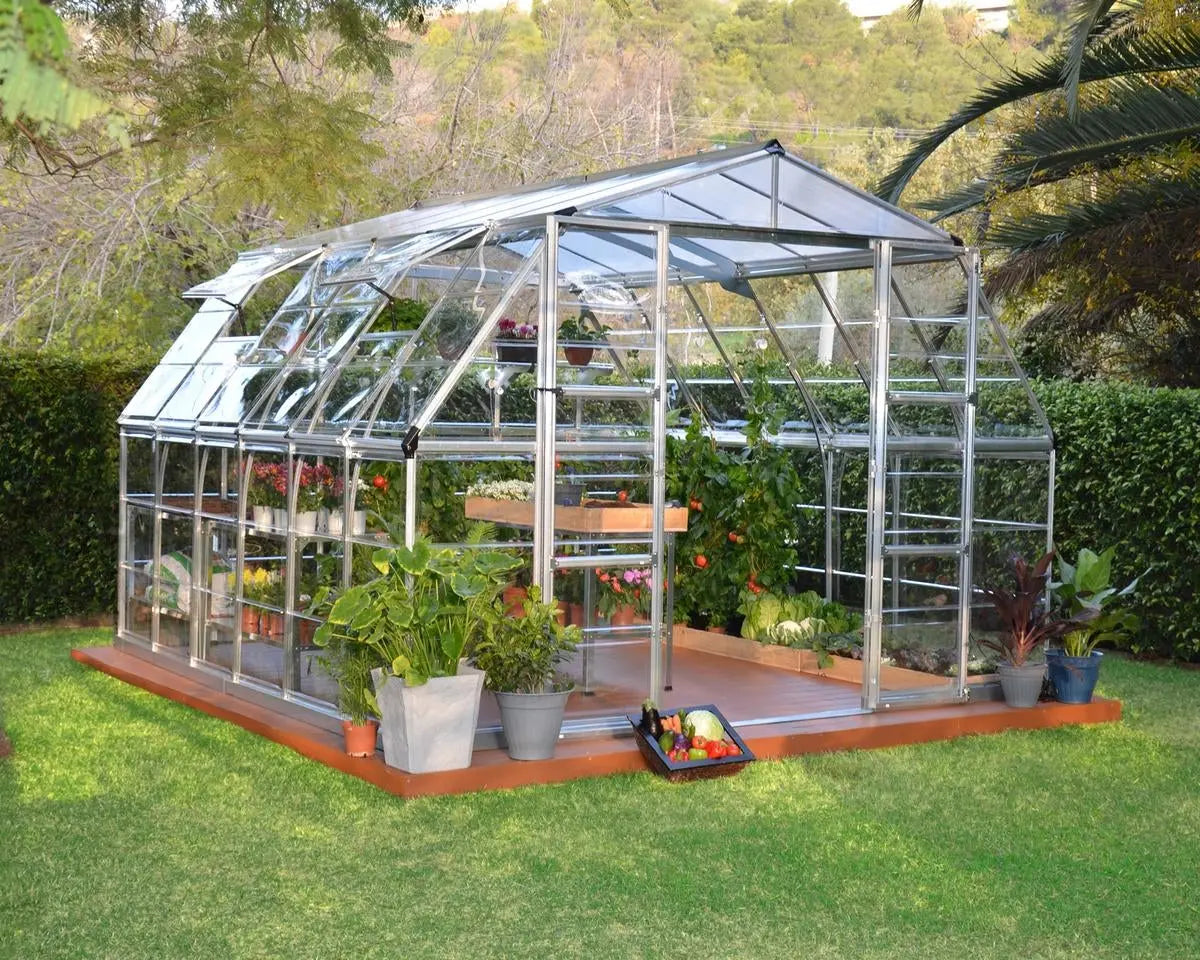 Americana® 12 ft. x ft. 12 Silver Frame Clear & Twin-Wall Panels | Palram-Canopia