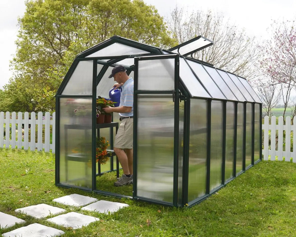 EcoGrow® ~6ft x 12ft Greenhouse Twin-Wall Panels Green Frame | Rion by Palram-Canopia
