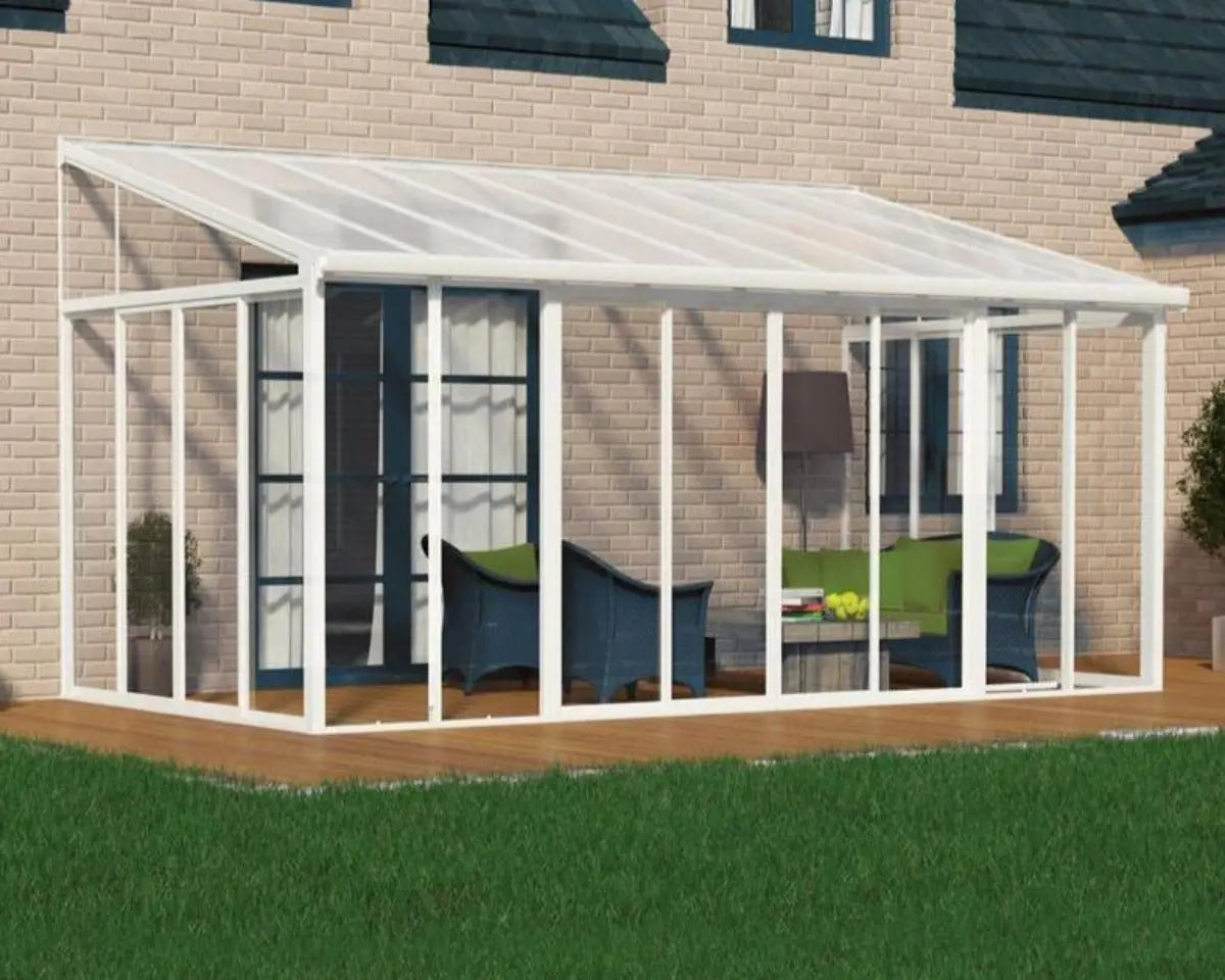 SanRemo™ 10 ft. x 18 ft. Solarium Patio Enclosure White Frame White Roof | Palram-Canopia